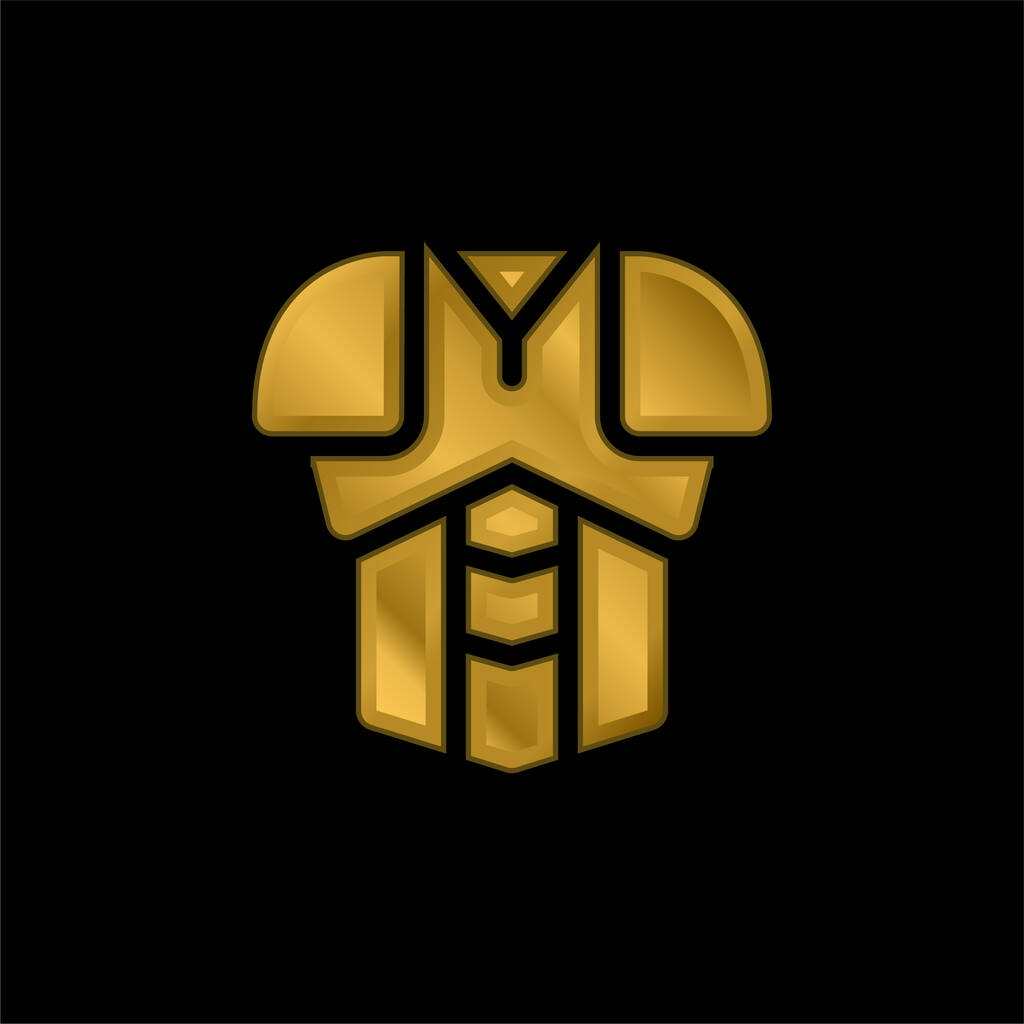 Armadura chapado en oro icono metálico o logo vector - Vector, imagen