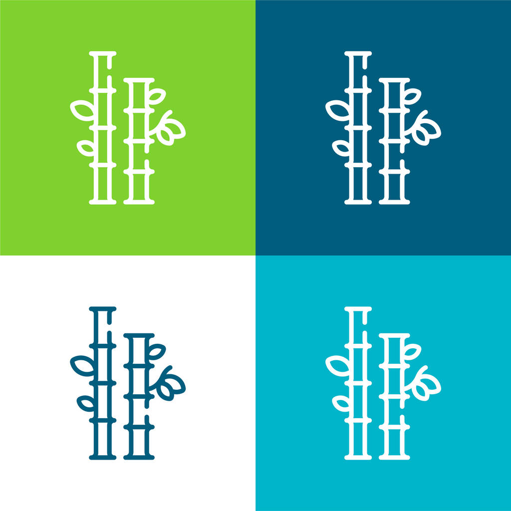 Бамбуковая плоская четырехцветная минимальная иконка - Вектор,изображение
