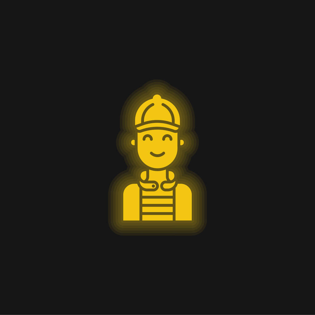 少年黄色の輝くネオンアイコン - ベクター画像