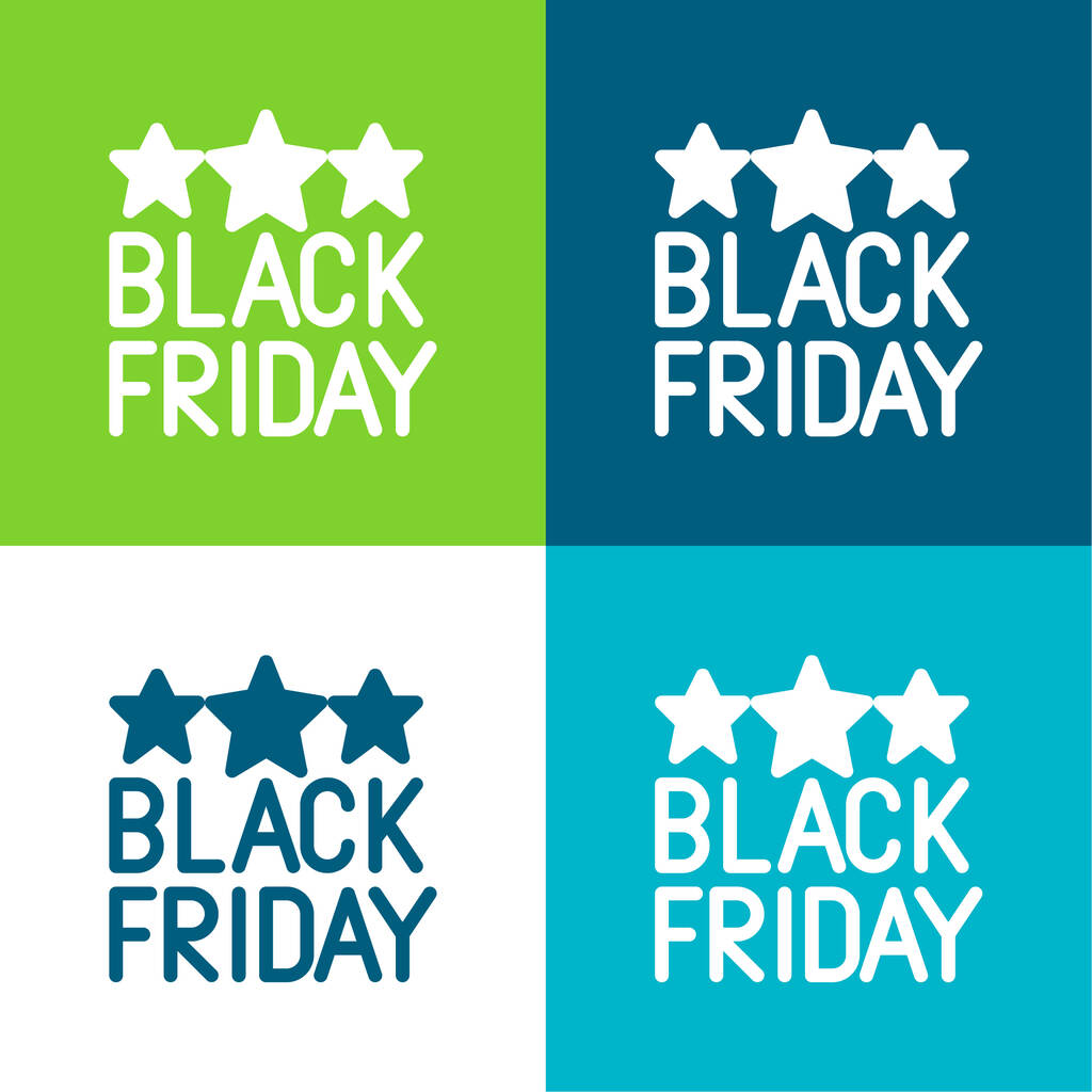 Black Friday Set icona minimale piatto a quattro colori - Vettoriali, immagini