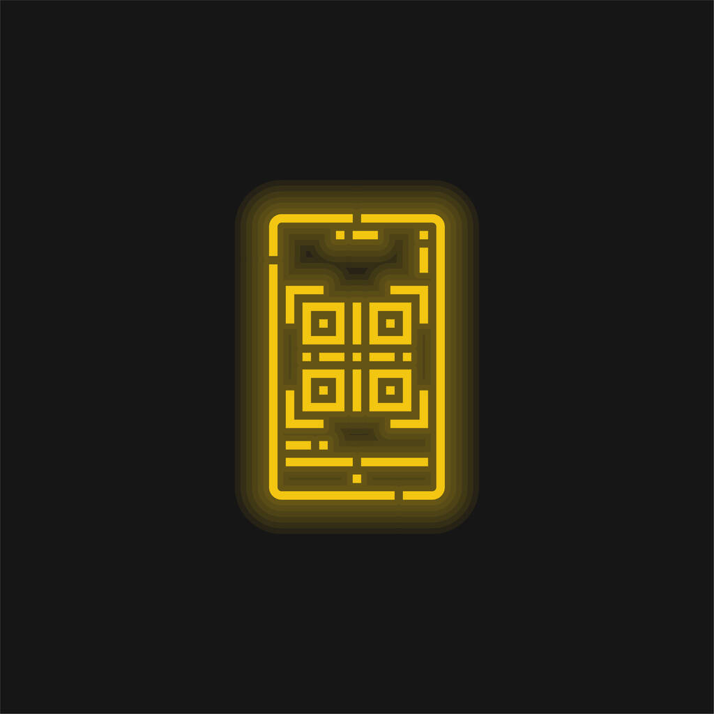 Código de barras amarillo brillante icono de neón - Vector, Imagen