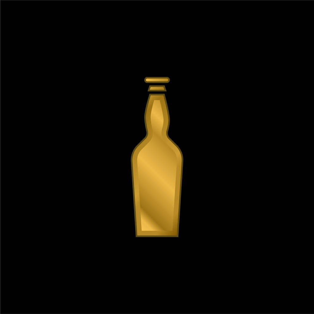 ビールボトルゴールドメッキ金属アイコンやロゴベクトル - ベクター画像