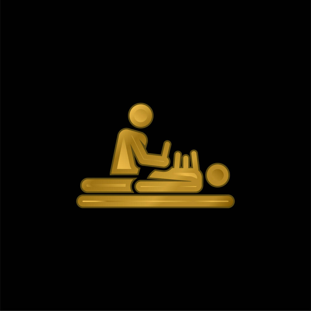 Acupuncture gold plated metalic icon or logo vector - Vector, Image