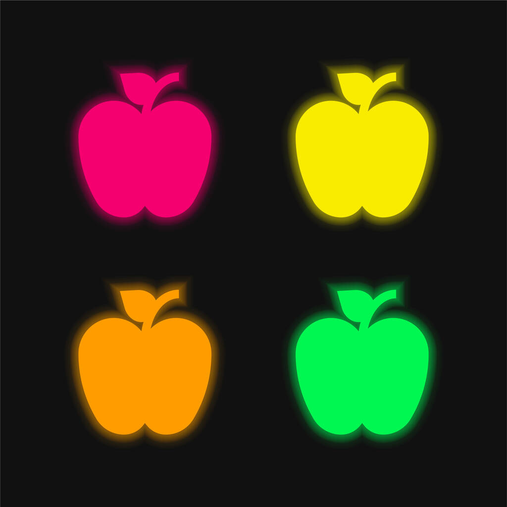 Apple vier Farben leuchtenden Neon-Vektor-Symbol - Vektor, Bild