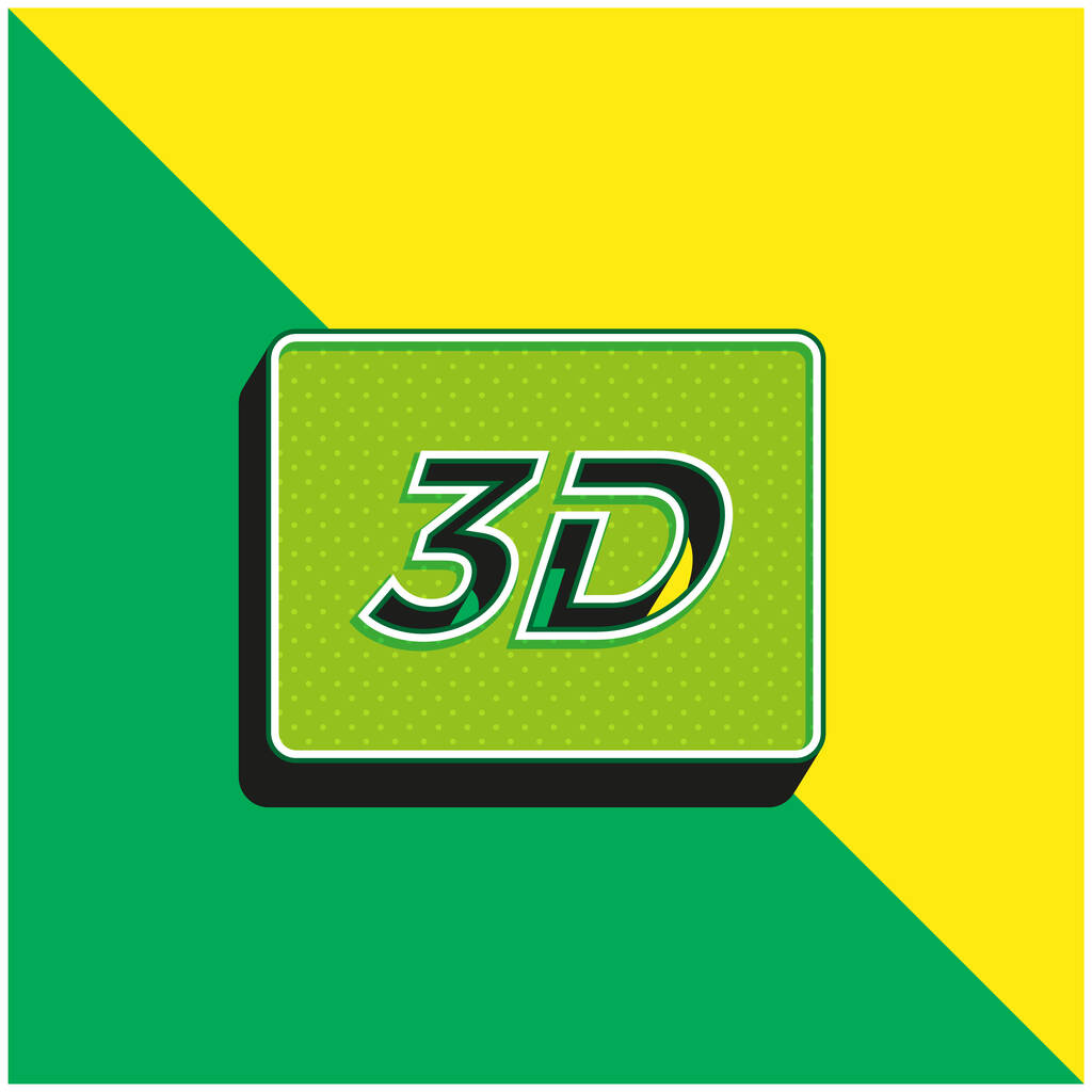 3B İşaret Yeşil ve Sarı 3D Modern vektör simgesi logosu - Vektör, Görsel