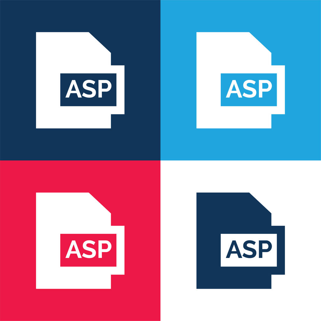 Asp μπλε και κόκκινο τεσσάρων χρωμάτων ελάχιστο σύνολο εικονιδίων - Διάνυσμα, εικόνα