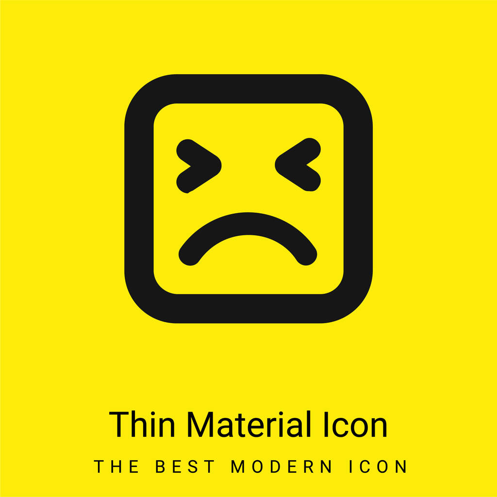 Dühös Face Of Square Shape vázlat minimális fényes sárga anyag ikon - Vektor, kép
