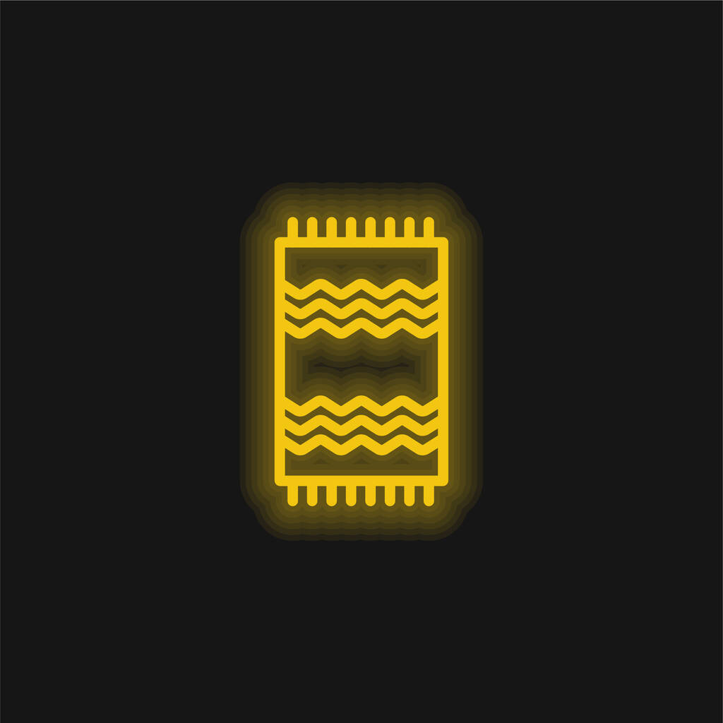 Beach Towel yellow glowing neon icon - Vector, Image