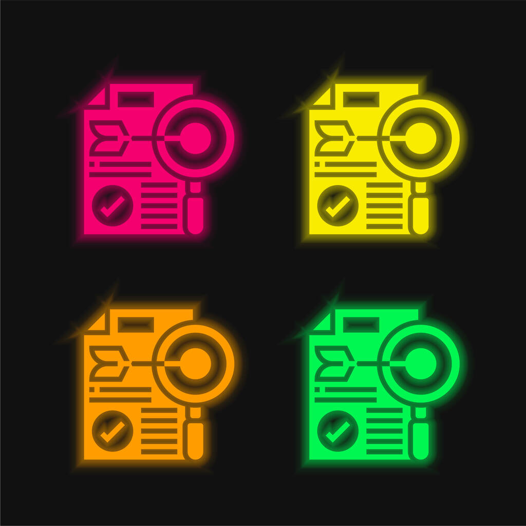 Genauigkeit vier Farben leuchtenden Neon-Vektor-Symbol - Vektor, Bild