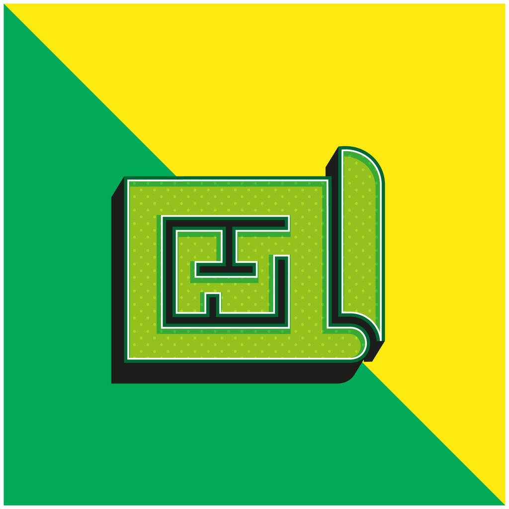 Blueprint Vihreä ja keltainen moderni 3d vektori kuvake logo - Vektori, kuva
