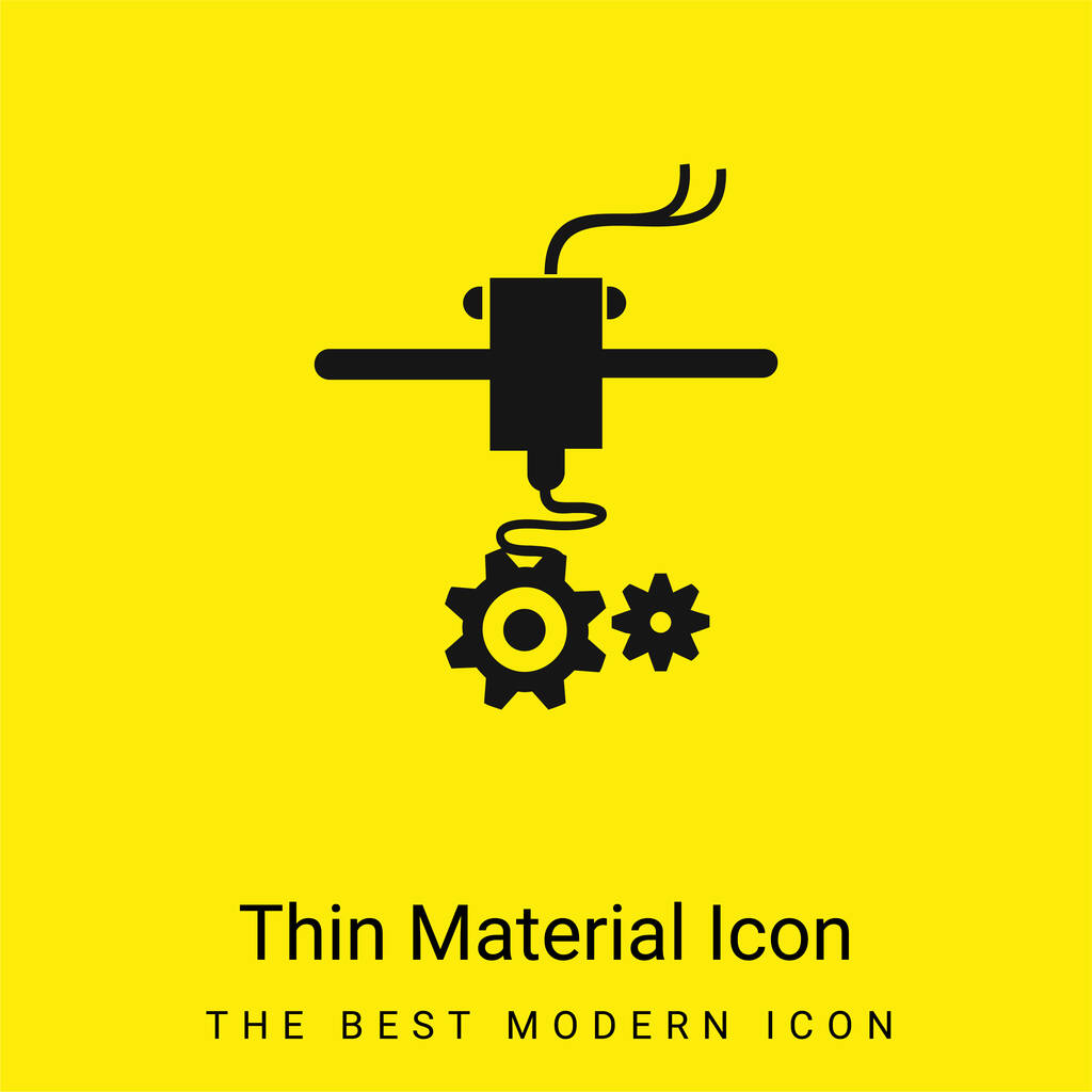 3d Impostazioni stampante Simbolo icona materiale giallo brillante minimo - Vettoriali, immagini