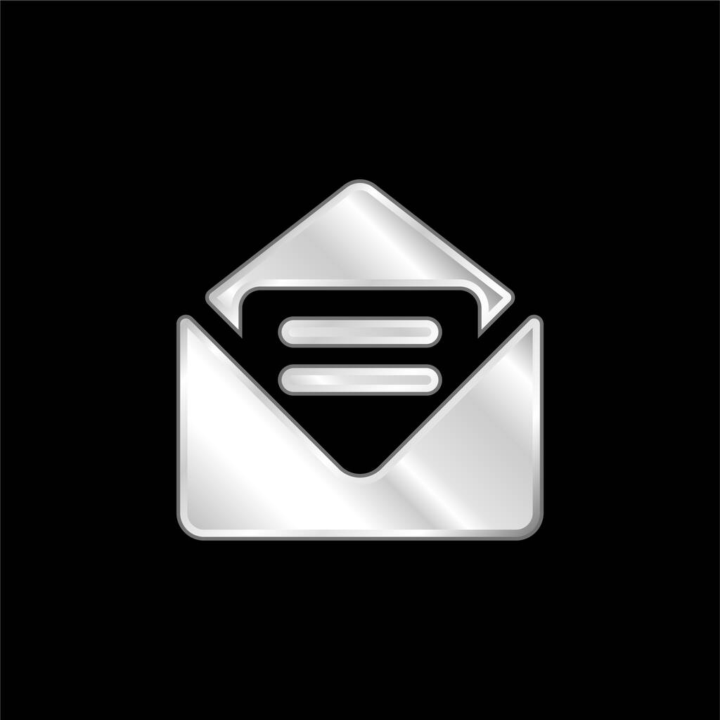 Nuevo gran email plateado icono metálico - Vector, imagen