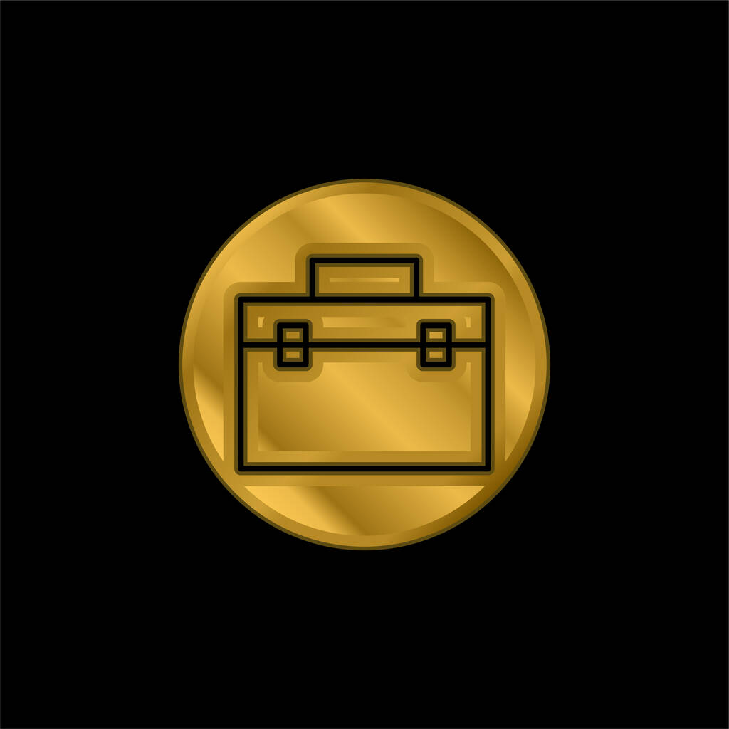 ブリーフケースゴールドメッキ金属アイコンやロゴベクトル - ベクター画像