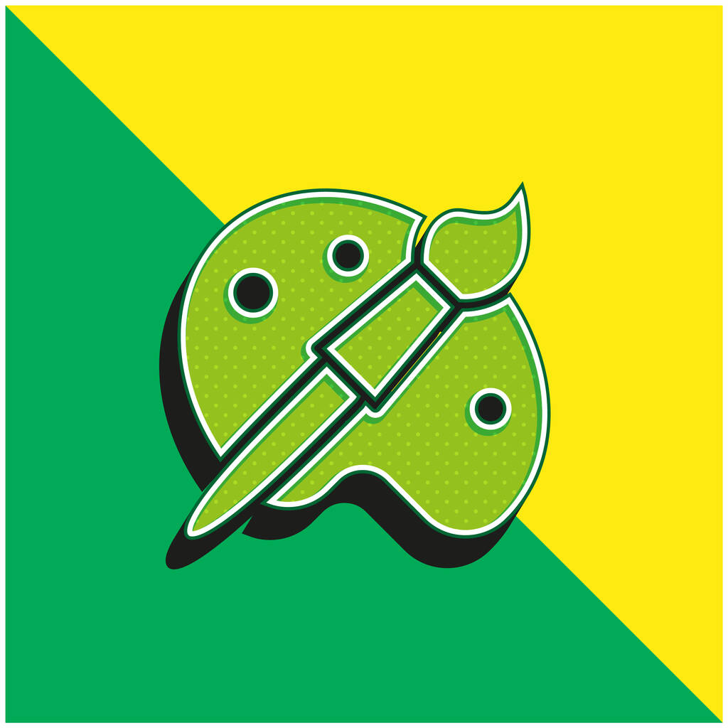 アーティストツール緑と黄色の現代的な3Dベクトルアイコンのロゴ - ベクター画像