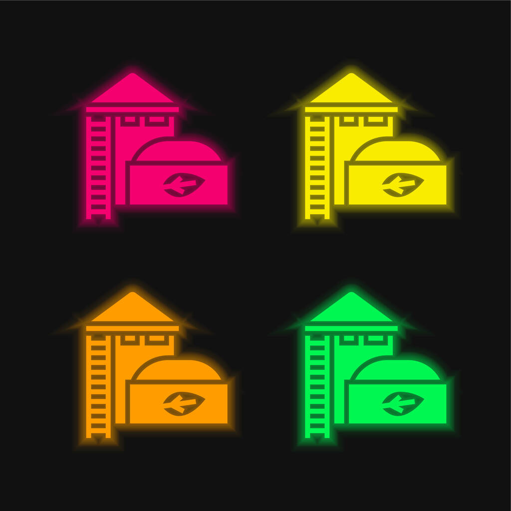 Biogaz cztery kolory świecące neon wektor ikona - Wektor, obraz