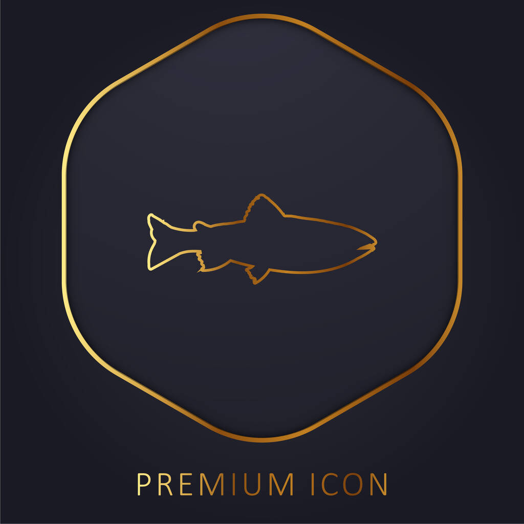 Amago Fish Shape logotipo premium de línea dorada o icono - Vector, Imagen