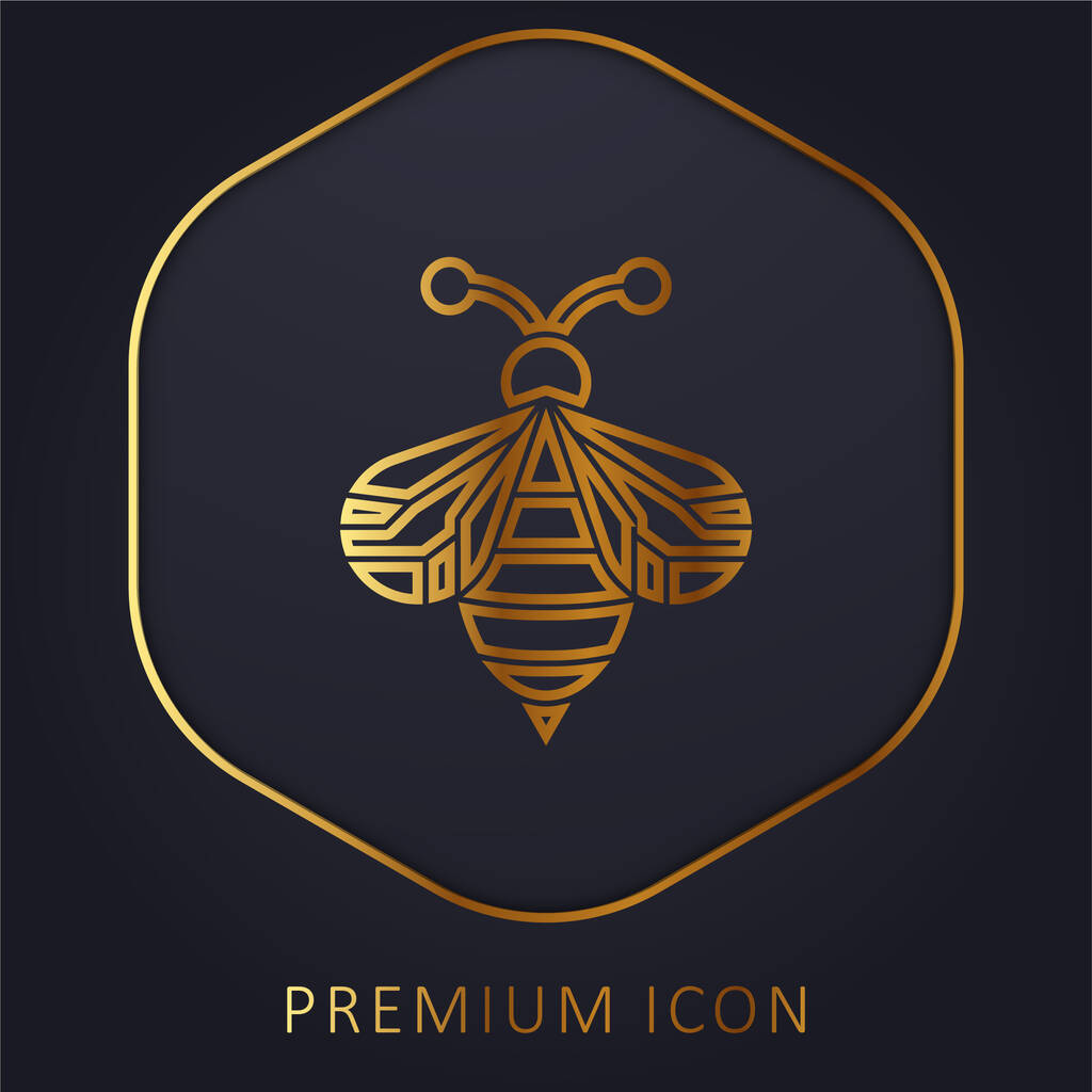 Μέλισσα χρυσή γραμμή πριμοδότηση λογότυπο ή εικονίδιο - Διάνυσμα, εικόνα