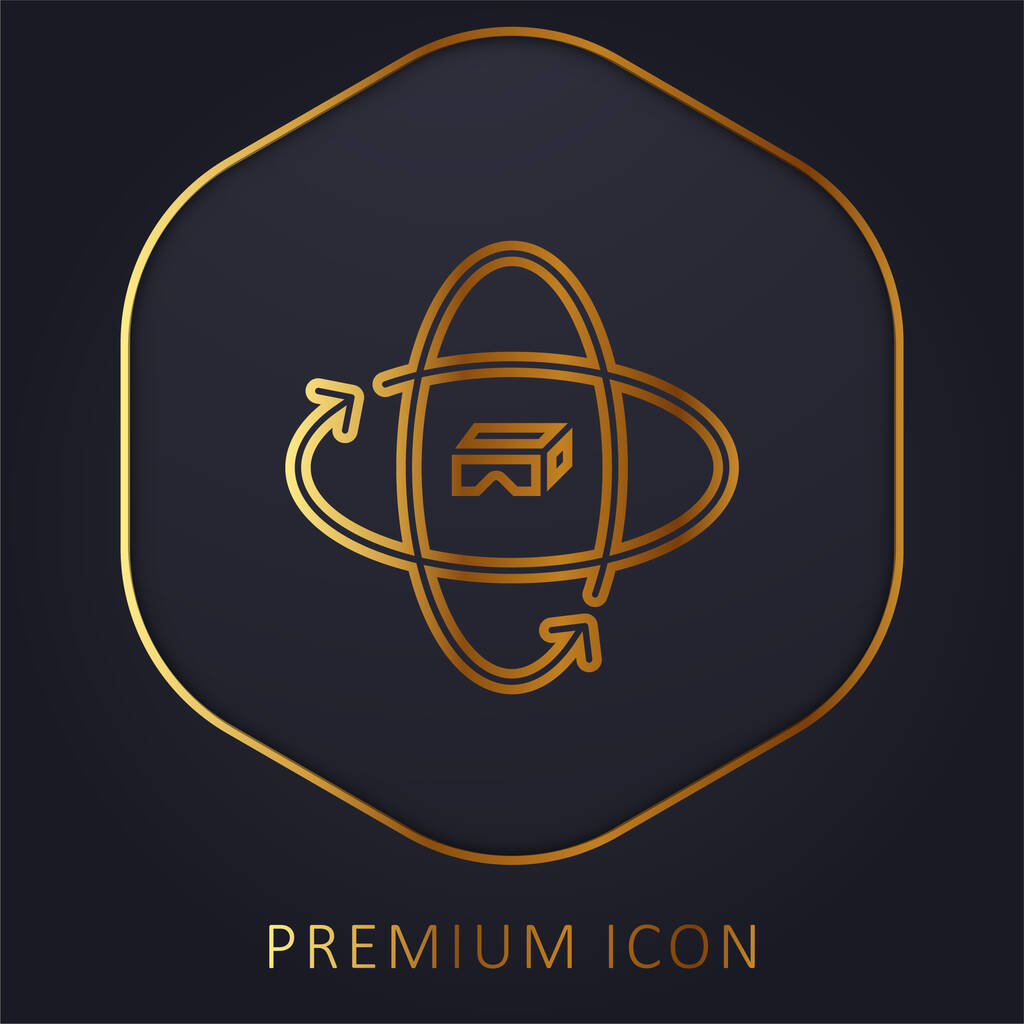 Logo o icono premium de línea dorada de 360 grados - Vector, Imagen