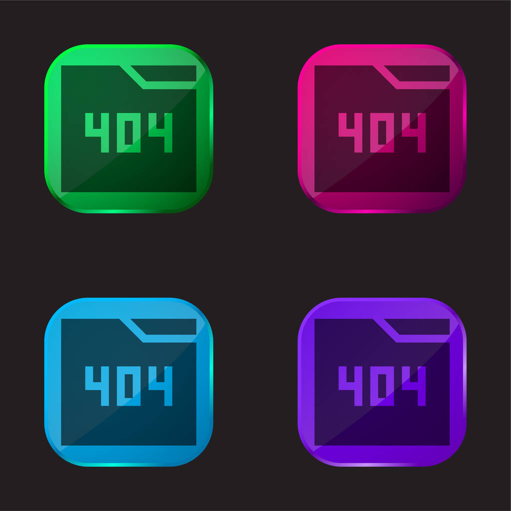 404 cztery kolor szklany przycisk ikona - Wektor, obraz