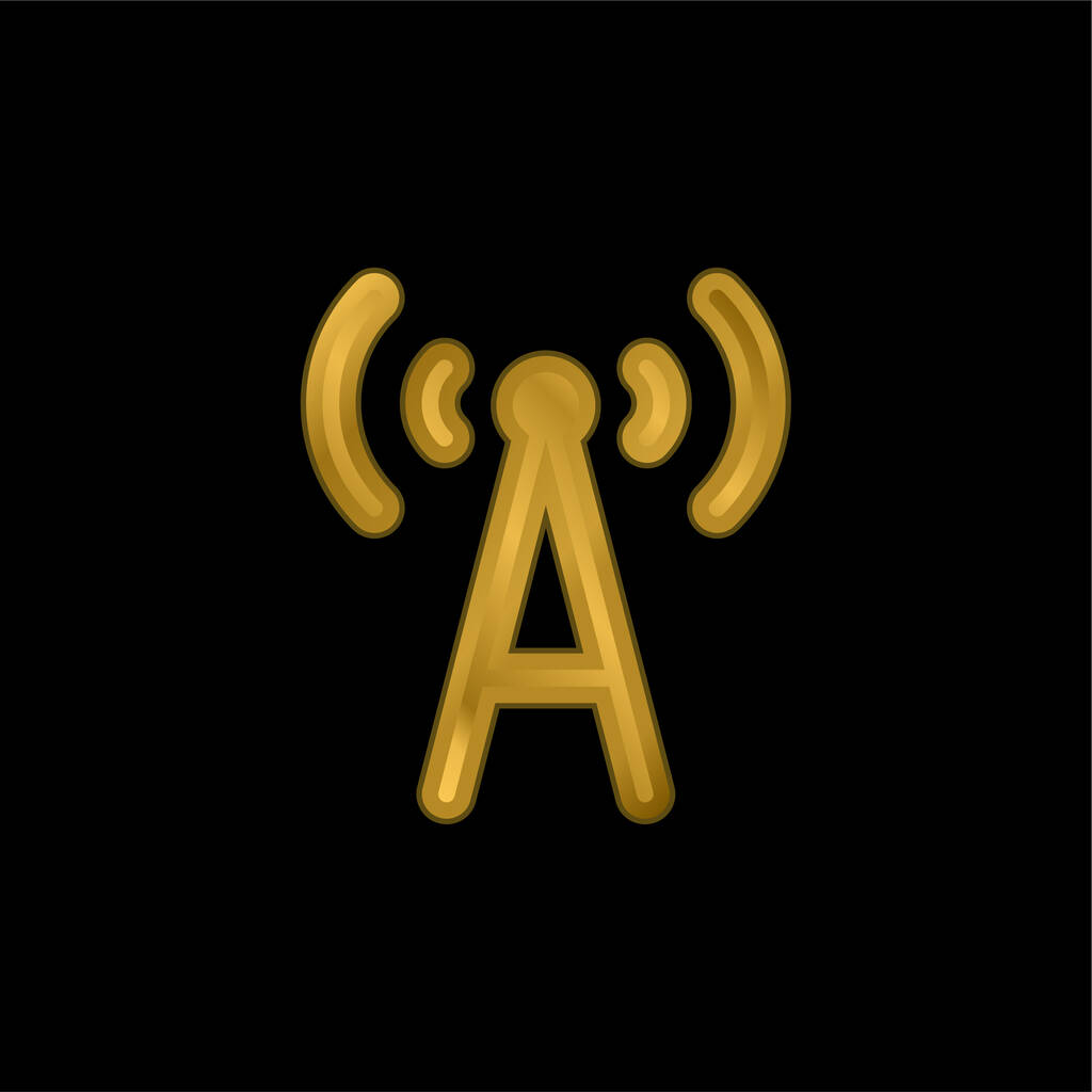 Antenna dorata icona metallica o logo vettoriale - Vettoriali, immagini