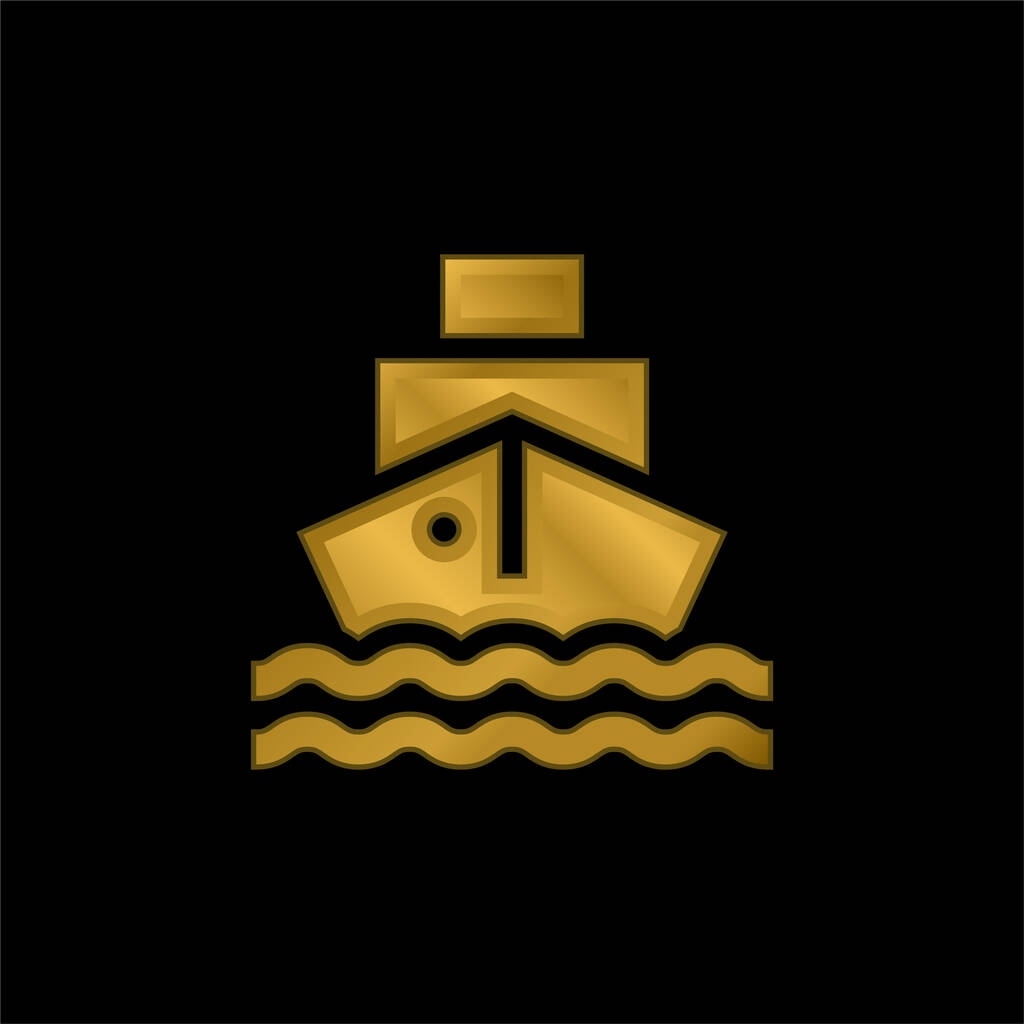 Barca placcato oro icona metallica o logo vettoriale - Vettoriali, immagini