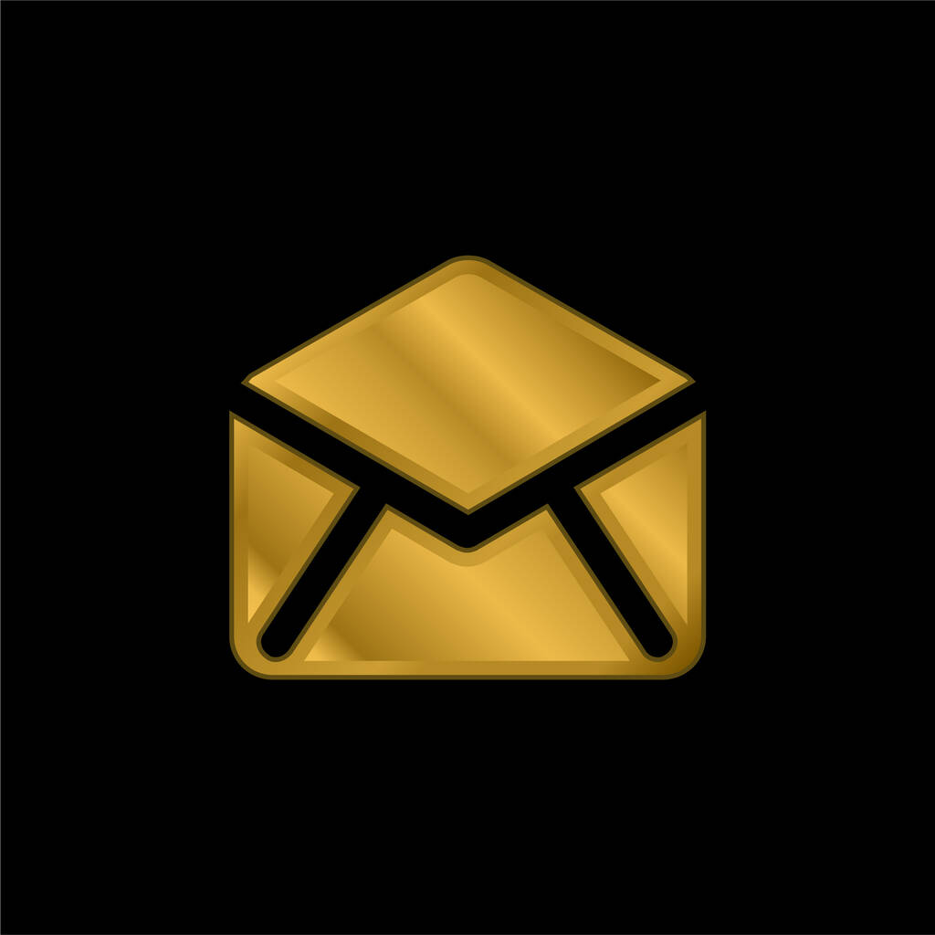 Black Open Envelope Back gold plated metalic icon or logo vector - Vector, Image