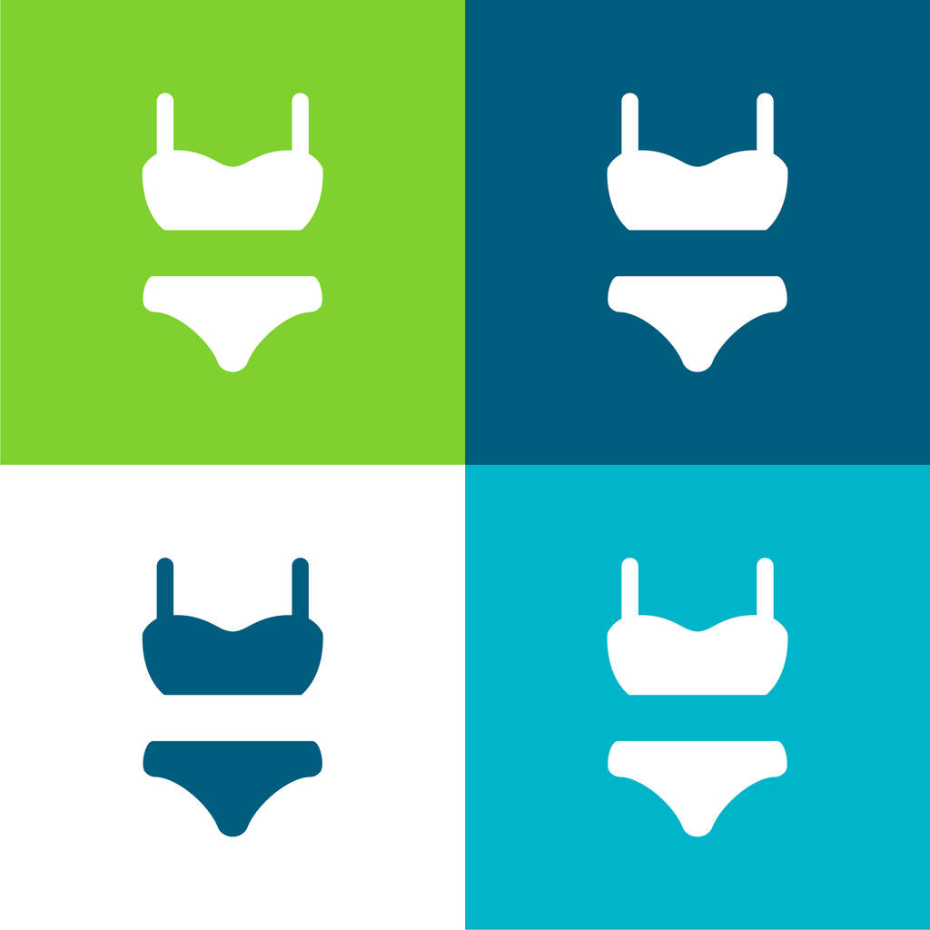 Bikini Maatpak Flat vier kleuren minimale pictogram set - Vector, afbeelding