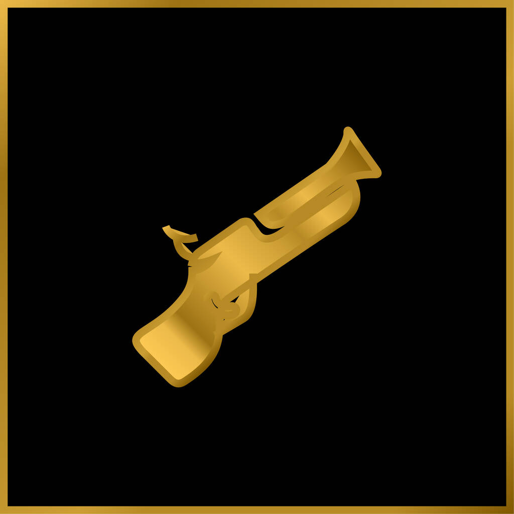 Blunderbuss Gun gold plated metalic icon or logo vector - Vector, Image