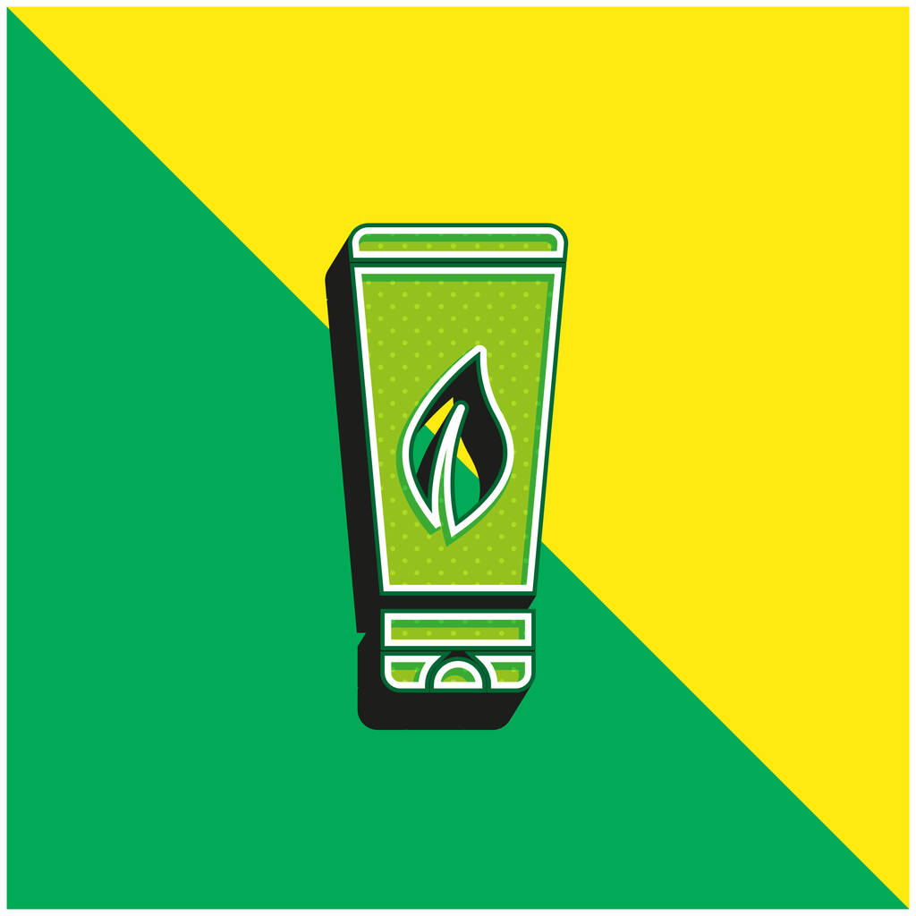 Лосьон для тела Зеленый и желтый современный 3D логотип векторной иконки - Вектор,изображение