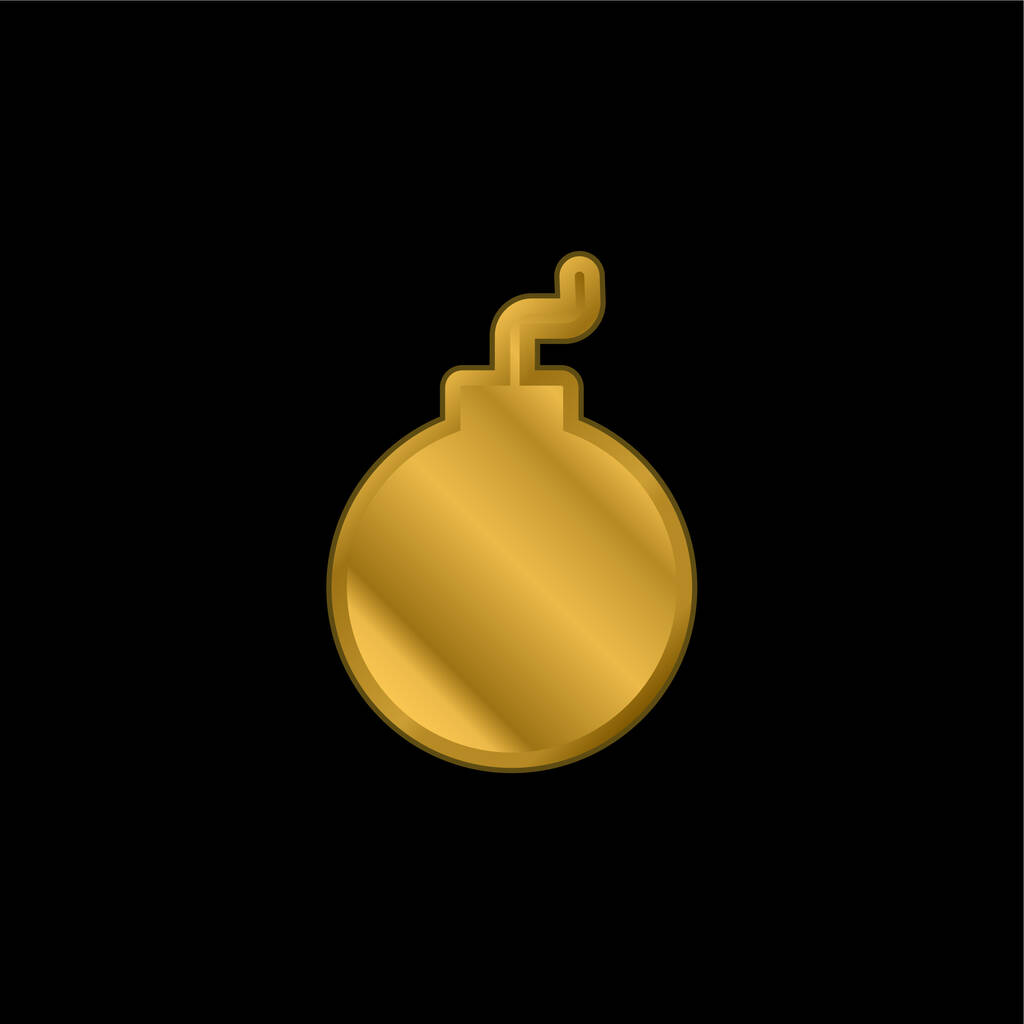 Bomb gold plated metalic icon or logo vector - Vector, Image