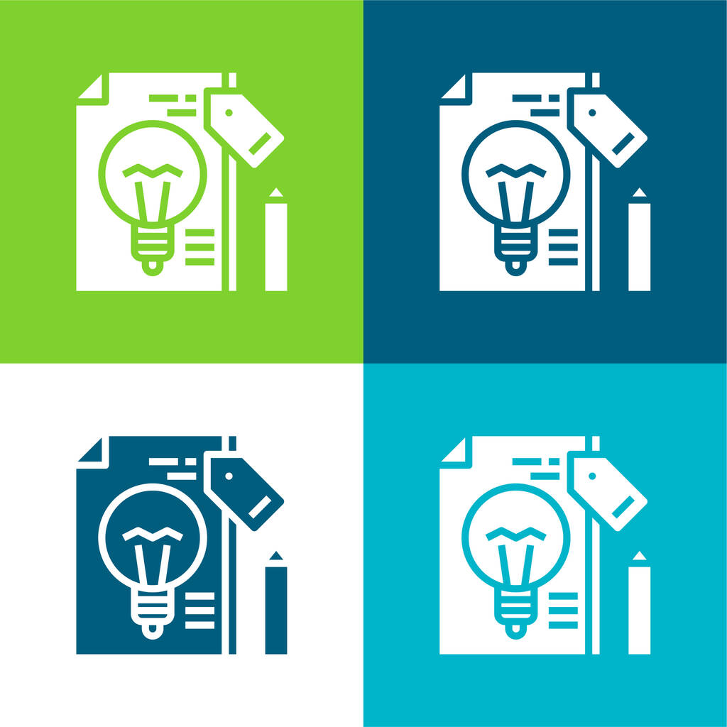 Branding Lapos négy szín minimális ikon készlet - Vektor, kép