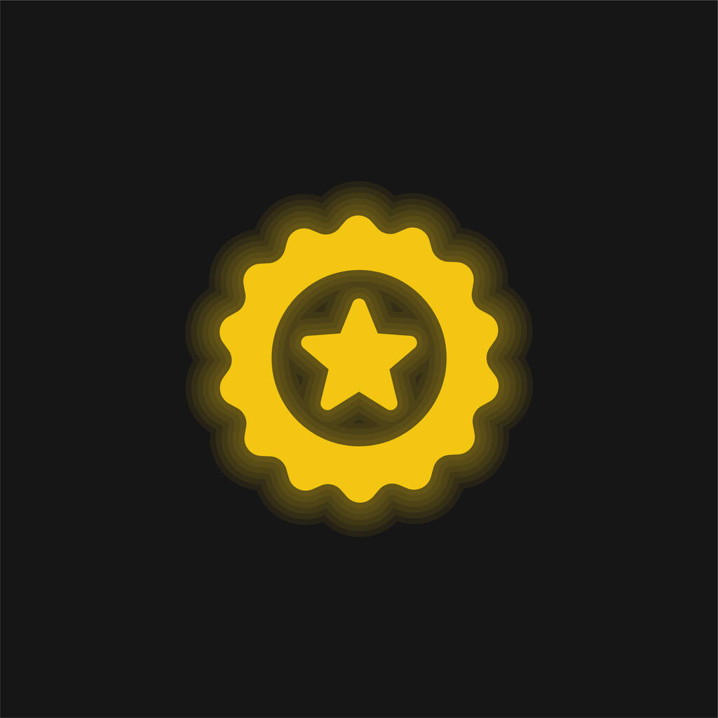 Insignia amarillo brillante icono de neón - Vector, imagen