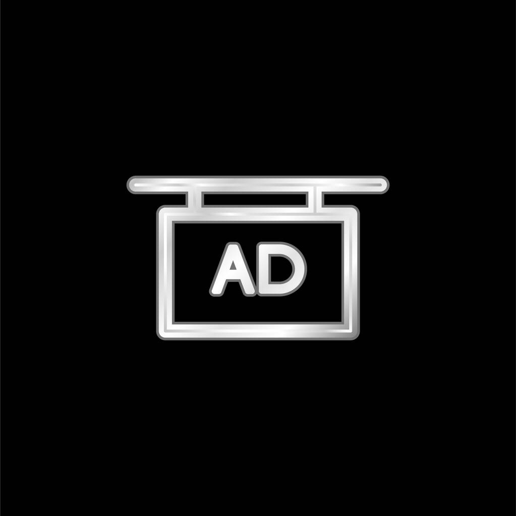 AD Plank ezüst lemezelt fém ikon - Vektor, kép