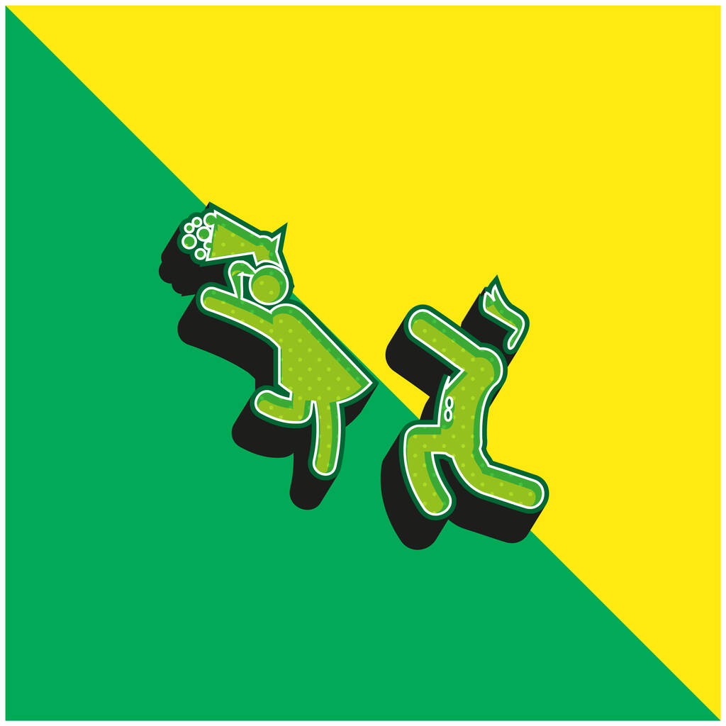 Ragazzo Dare Fiori Alla Sua Fidanzata Verde e giallo moderno 3d vettore icona logo - Vettoriali, immagini