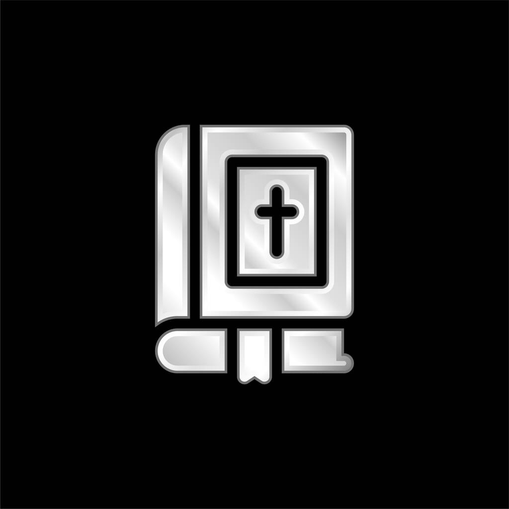 Raamattu hopeoitu metallinen ikoni - Vektori, kuva