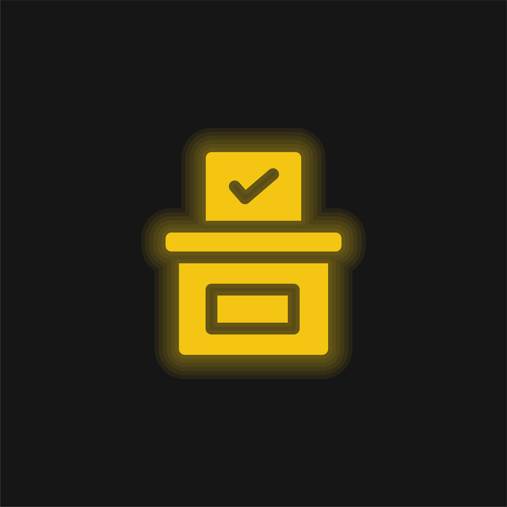 Κουτί ψηφοδελτίου κίτρινο λαμπερό νέον εικονίδιο - Διάνυσμα, εικόνα