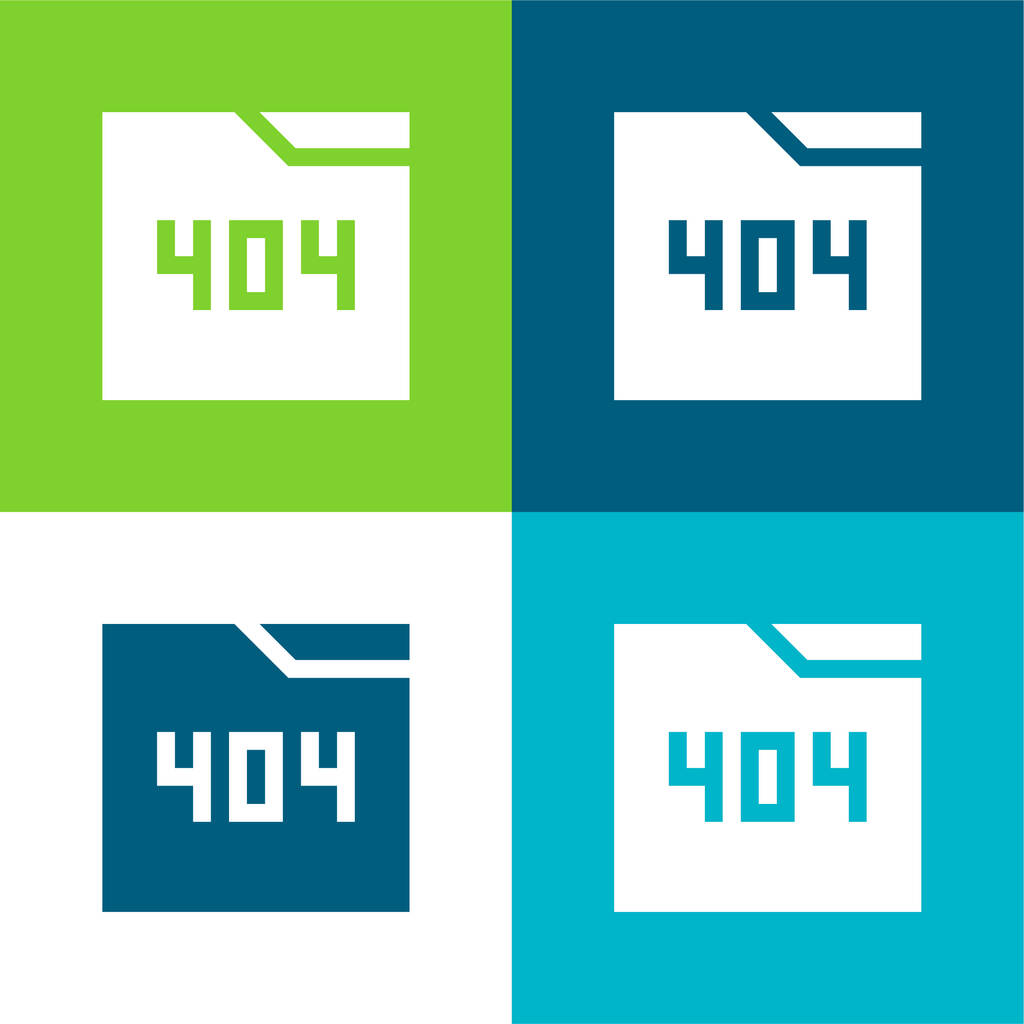 404 Conjunto de iconos planos de cuatro colores mínimos - Vector, imagen