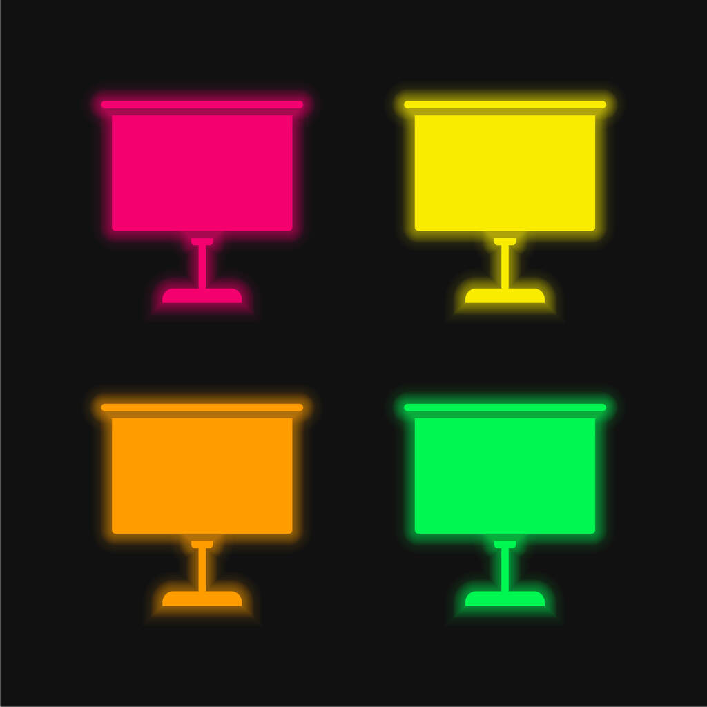 Tabulky čtyři barvy zářící neonový vektor ikona - Vektor, obrázek