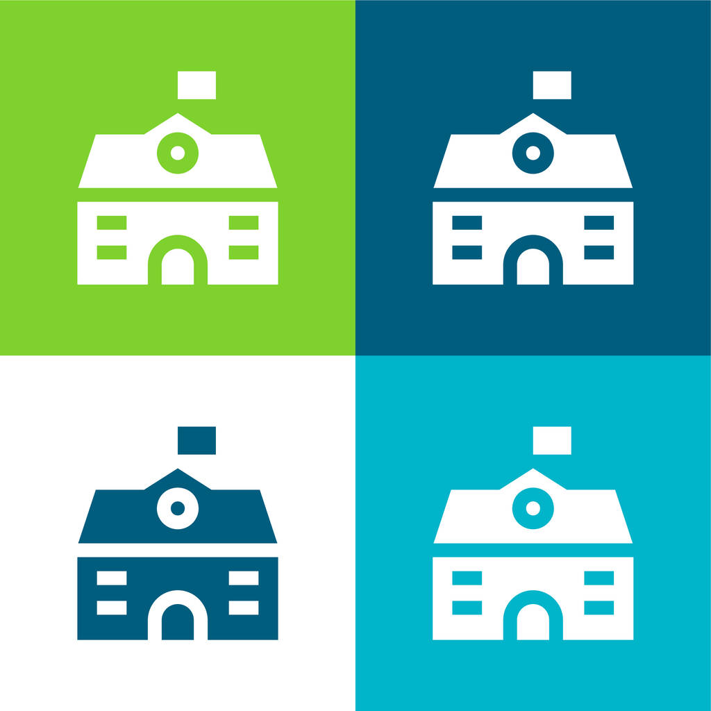 Big House Flat quatro cores conjunto de ícones mínimos - Vetor, Imagem