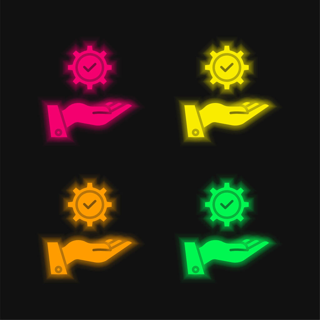 Application four color glowing neon vector icon - Vector, Image