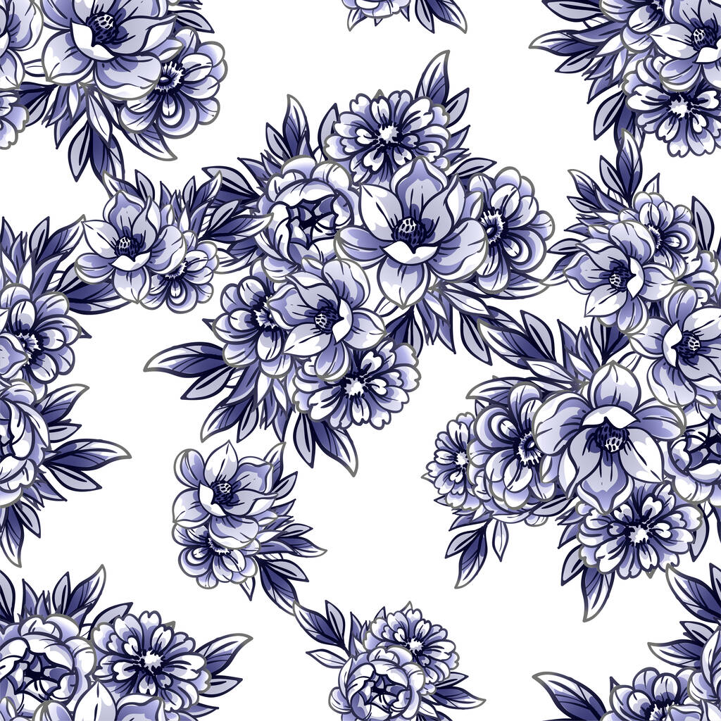 Elegância abstrato fundo sem costura com flores violetas - Vetor, Imagem