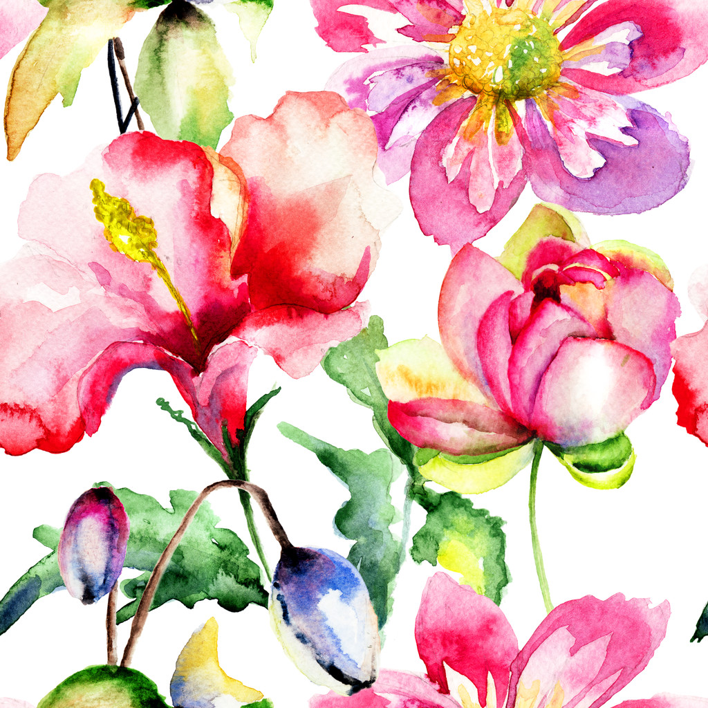nahtlose Tapete mit bunten Blumen - Foto, Bild