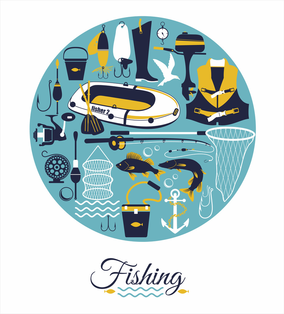 Fishing background - Vector, Image