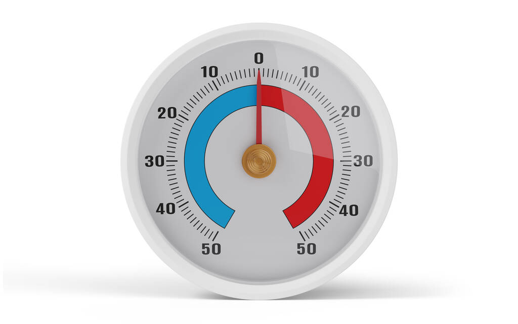 зовнішній і внутрішній термометр для метеорологічних вимірювань ізольовані на білому тлі. 3d ілюстрація
 - Фото, зображення