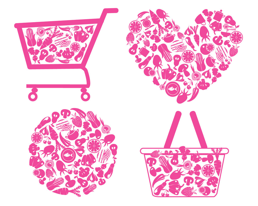 organic healthy  food shopping cart - Illustration - Vector, Image