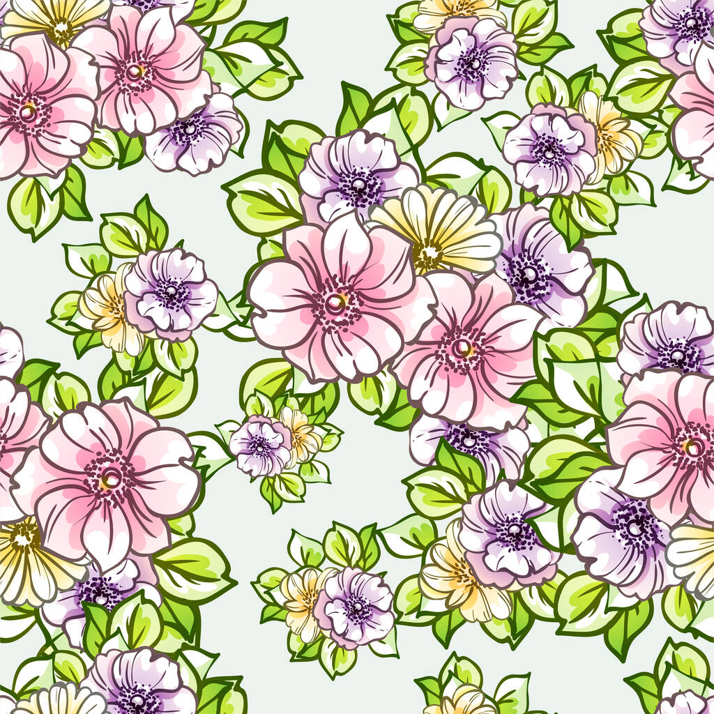 hermoso patrón floral, fondo de pantalla sin costuras - Vector, Imagen