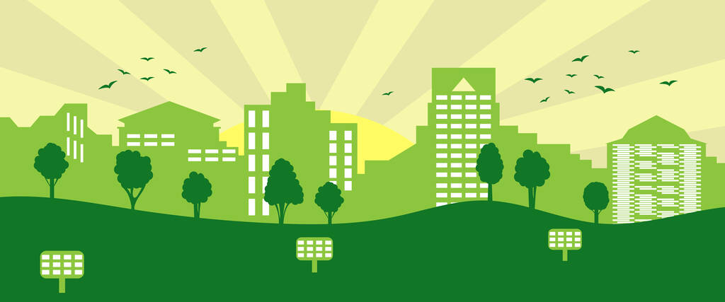 Ville écologique et conservation de l'environnement. Concept de ville verte. Illustration vectorielle. - Vecteur, image
