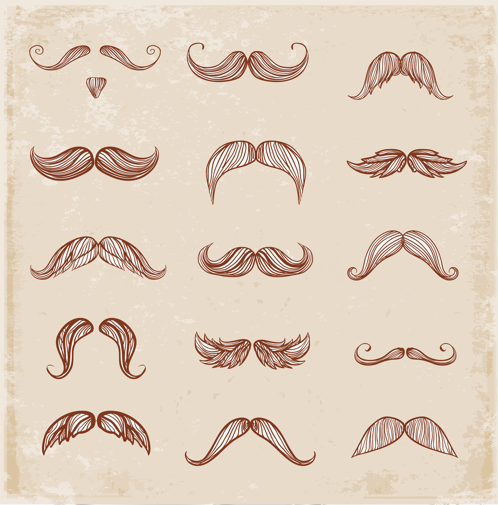 kézzel rajzolt moustaches - Vektor, kép