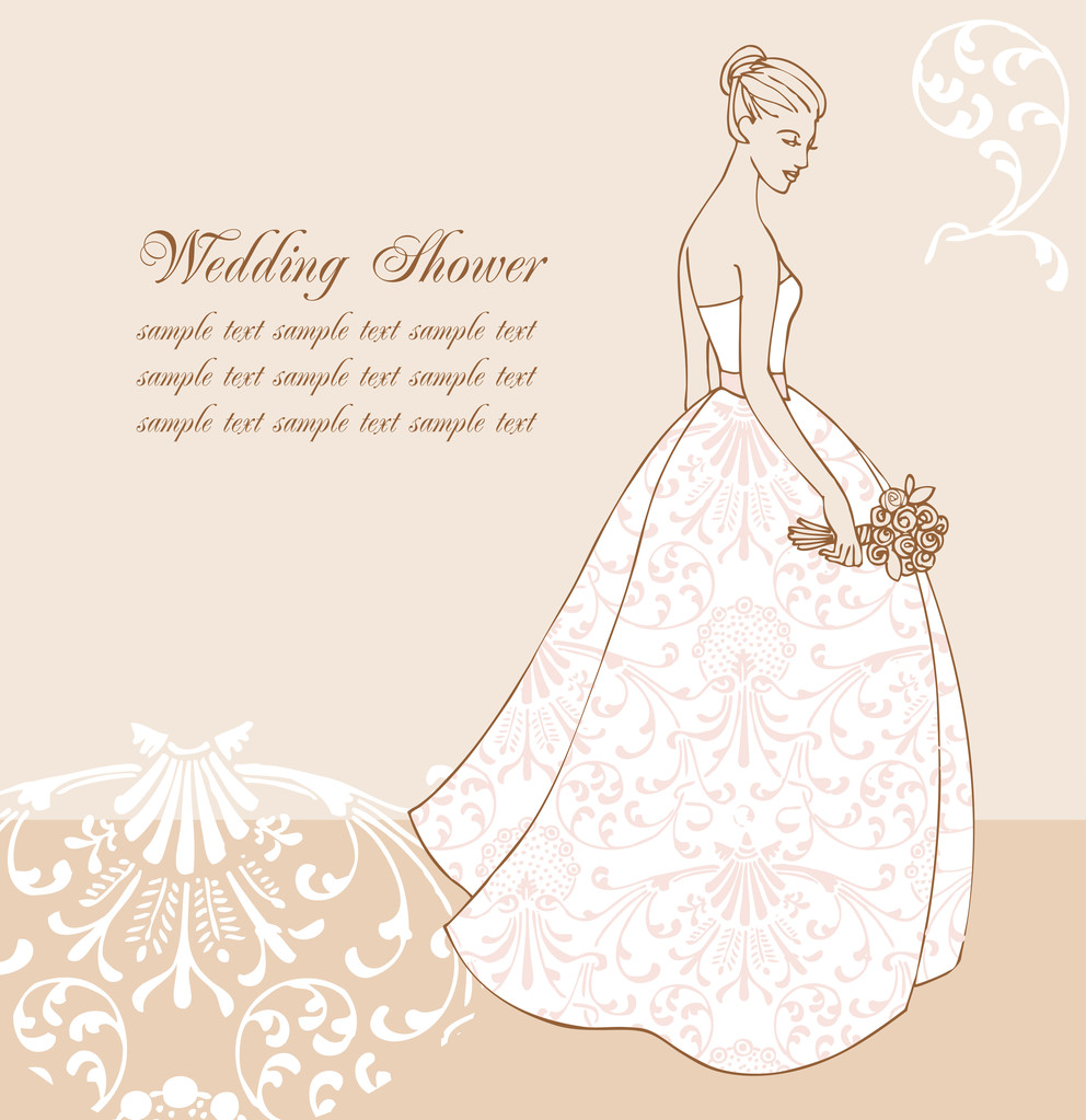Наречена в красивій весільній сукні
 - Вектор, зображення