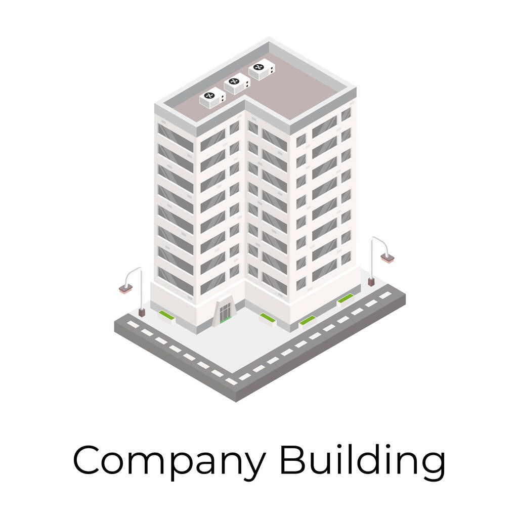 изометрическое здание с городскими зданиями, векторная иллюстрация - Вектор,изображение